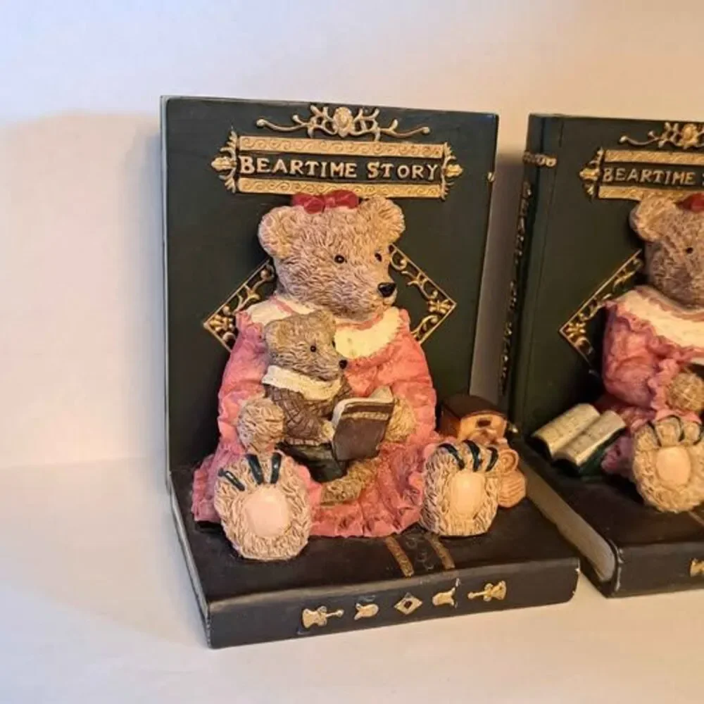 Set of 2 vintage bookends cute bears heavy